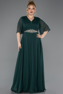 Long Emerald Green Chiffon Plus Size Evening Dress ABU5613