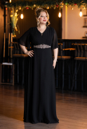 Long Black Chiffon Plus Size Evening Dress ABU5613