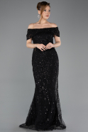 Long Black Beaded Formal Plus Size Dress ABU5936