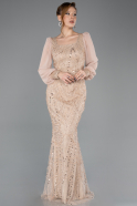 Long Gold Beaded Evening Dress ABU5695