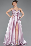 Powder Color Strapless High Slit Long Satin Graduation Prom Dress ABU4774