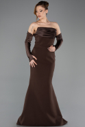 Brown Strapless Sleeve Accessories Long Mermaid Prom Dress ABU4398