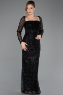 Long Black Beaded Evening Dress ABU5699