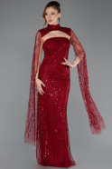 Burgundy Long Beaded Evening Dress ABU5652