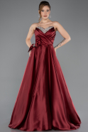 Burgundy Long Satin Evening Dress ABU5541