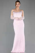 Long Powder Color Dantelle Evening Dress ABU5717