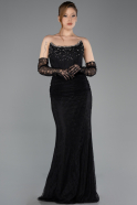 Long Black Dantelle Evening Dress ABU5717