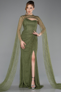 Olive Drab Long Dantelle Evening Dress ABU5614