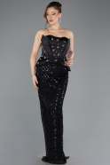 Long Black Scaly Evening Dress ABU5702