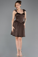 Short Brown Satin Prom Gown ABK2536