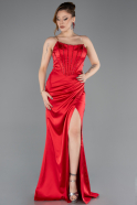 Long Red Satin Evening Dress ABU5708