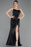 Long Black Satin Evening Dress ABU5708