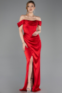 Long Red Satin Prom Gown ABU5709
