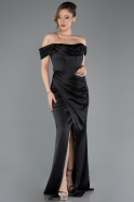 Long Black Satin Prom Gown ABU5709