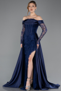 Long Navy Blue Dantelle Evening Dress ABU5723