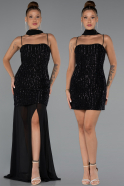 Short Black Beaded Evening Dress ABK2443