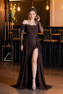 Brown Long Chiffon Evening Dress ABU5602