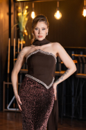 Long Brown Scaly Mermaid Evening Gown ABU5703