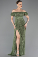 Long Olive Drab Dantelle Evening Dress ABU5728