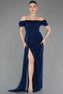 Long Navy Blue Dantelle Evening Dress ABU5728