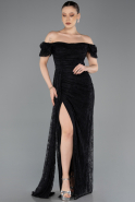 Long Black Dantelle Evening Dress ABU5728
