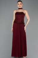 Long Burgundy Chiffon Evening Dress ABU5715