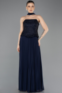 Long Navy Blue Chiffon Evening Dress ABU5715