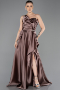 Copper Strapless Slit Long Satin Prom Dress ABU4561