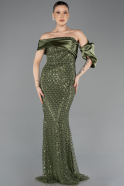 Olive Drab Long Scaly Evening Dress ABU5529