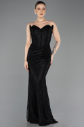 Long Black Dantelle Evening Dress ABU6148