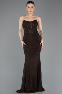 Long Brown Dantelle Evening Dress ABU5734