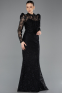 Long Black Dantelle Evening Dress ABU5734