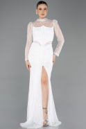 Long White Dantelle Evening Dress ABU5736