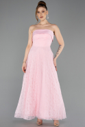 Midi Powder Color Dantelle Party Dress ABK2538