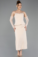 Midi Beige Cocktail Dress ABK2539