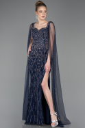 Long Navy Blue Stony Evening Dress ABU5751