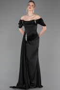 Long Black Satin Mermaid Evening Gown ABU5765