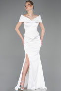 Long White Satin Evening Dress ABU5785