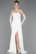 Long White Chiffon Evening Dress ABU5791