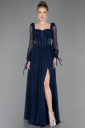Long Navy Blue Dantelle Evening Dress ABU5797
