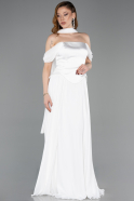 White Long Chiffon Evening Dress ABU5327