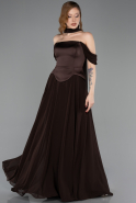 Brown Long Chiffon Evening Dress ABU5327