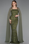 Olive Drab Long Scaly Evening Dress ABU5589