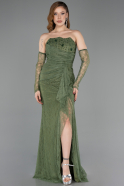 Olive Drab Long Dantelle Evening Dress ABU5603
