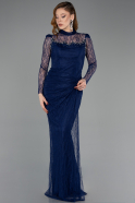 Long Navy Blue Dantelle Evening Dress ABU5823