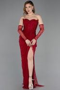 Long Burgundy Dantelle Evening Dress ABU5770