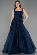 Long Navy Blue Dantelle Evening Dress ABU5778