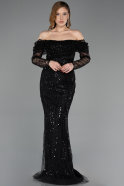 Long Black Beaded Evening Dress ABU5825