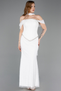 Long White Dantelle Evening Dress ABU6038