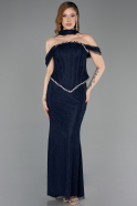 Long Navy Blue Dantelle Evening Dress ABU6038